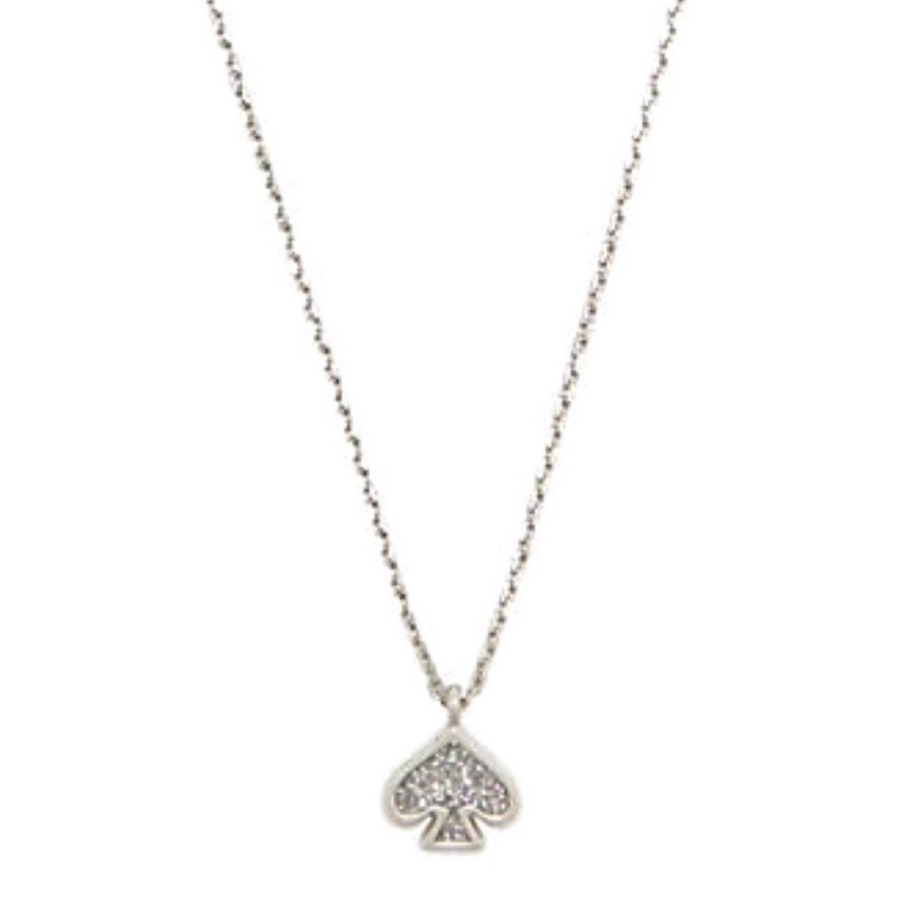 KATE SPADE • Silver Everyday Spade Glitter‎ Necklace NWT